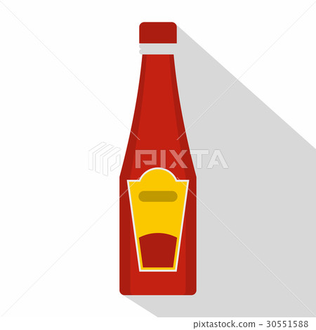 Traditional tomato ketchup bottle icon, flat style 30551588