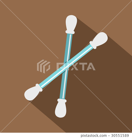 Blue plastic cotton swabs icon, flat style Blue plastic cotton swabs icon, flat style 30551589