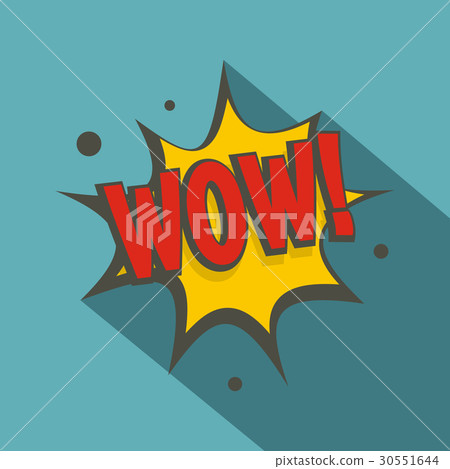 WOW, comic text speech bubble icon, flat style 30551644