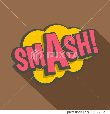 Smash, comic text sound effect icon, flat style 30551645