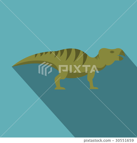 Striped hadrosaurid dinosaur icon, flat style 30551659