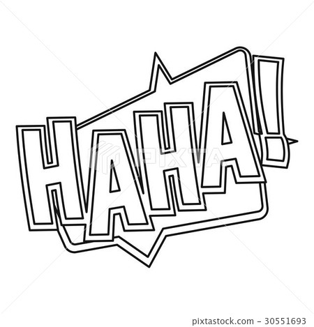 HAHA, comic text speech bubble icon, outline style 30551693