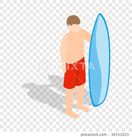Surfer man with surfboard isometric icon - Stock Illustration [30552023 ...