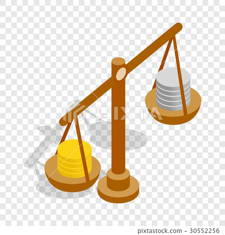 Scales with coins isometric icon 30552256