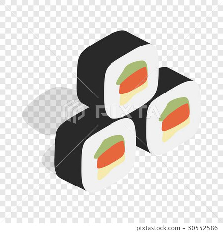 Korean food kimbap isometric icon 30552586