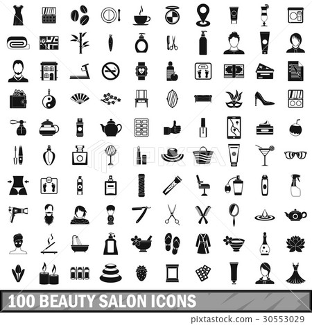 100 beauty salon icons set in simple style - Stock Illustration ...