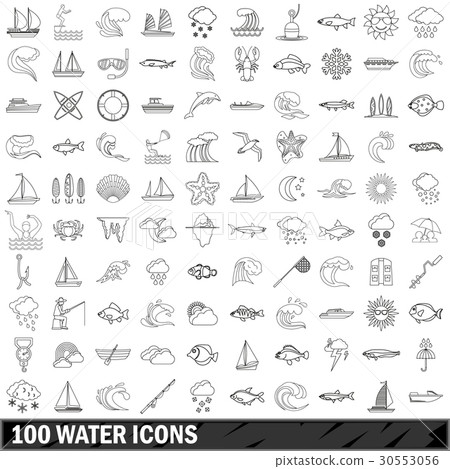 100 water icons set, outline style - Stock Illustration [30553056] - PIXTA