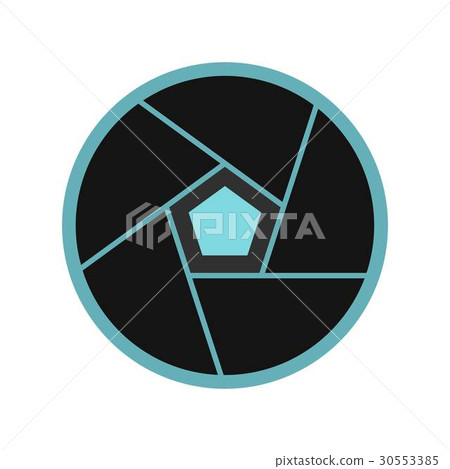 Photographic lens icon, flat style 30553385