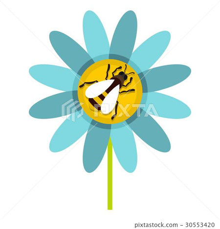 Bee on flower icon, flat style 30553420