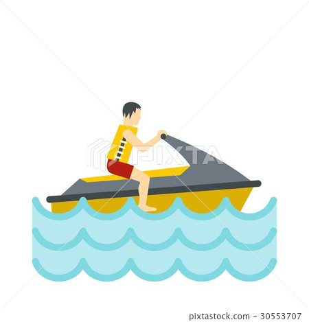 Jet ski rider icon, flat style Jet ski rider icon, flat style 30553707