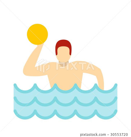 Water polo player in swimming pool icon flat style 30553720