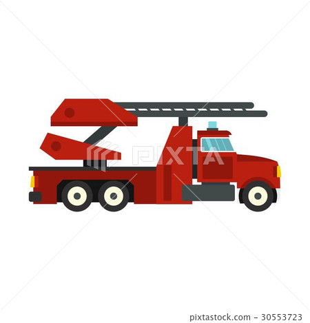 Red fire truck icon, flat style 30553723