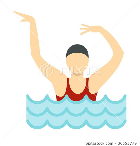 Dancing figure in a swimming pool icon, flat style 30553779