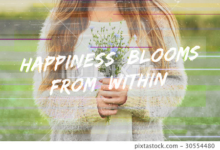 Happiness Blooms From Within Phrase Words Flower 30554480