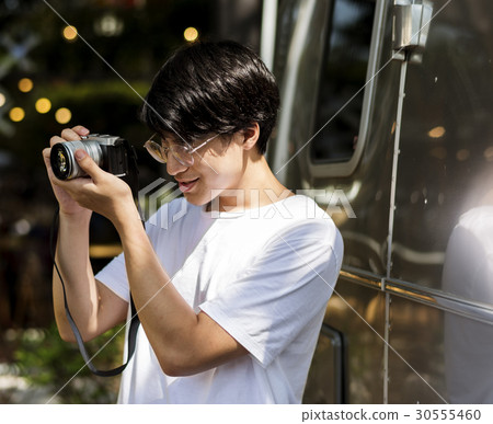 Young asian boy holiday leisure taking photo 30555460