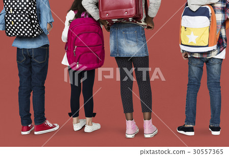 Group of children with backpack Group of children with backpack 30557365