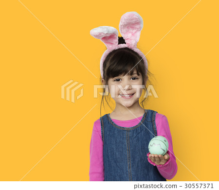Girl Smiling Easter Holiday Concept Girl Smiling Easter Holiday Concept 30557371