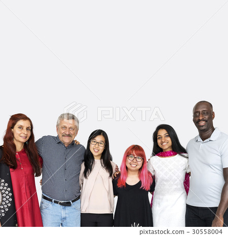 Group of deversity people arms around support together Group of deversity people arms around support together 30558004