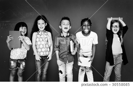 Group of school kids reading for education Group of school kids reading for education 30558085