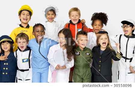 Happiness group of cute and adorable children with dream job Happiness group of cute and adorable children with dream job 30558096