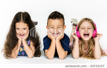 Happiness group of cute and adorable children lay down 30558107