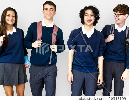Group of Diverse Students Friendship Together Studio Portrait 30558109