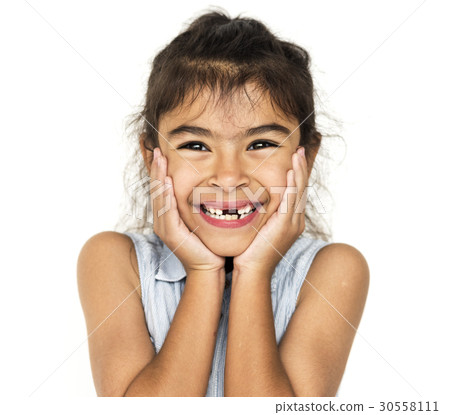 Happiness little girl smiling studio portrait Happiness little girl smiling studio portrait 30558111