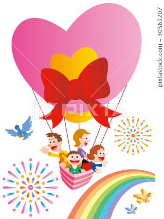 Family trip with balloon, four people family 30561207