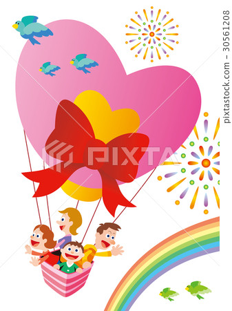 Family trip with balloon, four people family 30561208