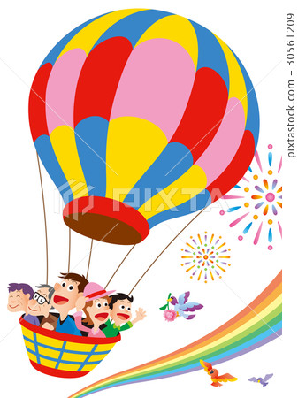 Family trip with balloon, four people family 30561209