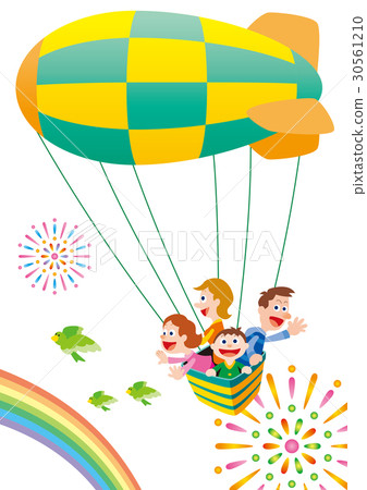 Family trip with balloon, four people family 30561210