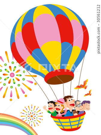 Family trip with balloon, four people family Family trip with balloon, four people family 30561212
