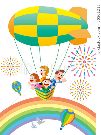 Family trip with balloon, four people family 30561213