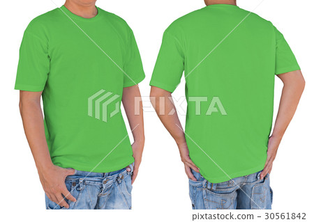 Man wearing blank apple green color t-shirt 30561842