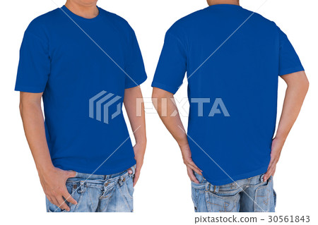Man wearing blank dark blue t-shirt Man wearing blank dark blue t-shirt 30561843