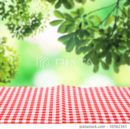 checkered tablecloth and blur leaves background checkered tablecloth and blur leaves background 30562365