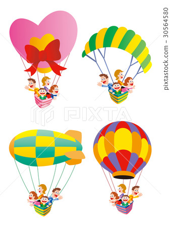 在氣球的家庭旅行，各種各樣的氣球 30564580