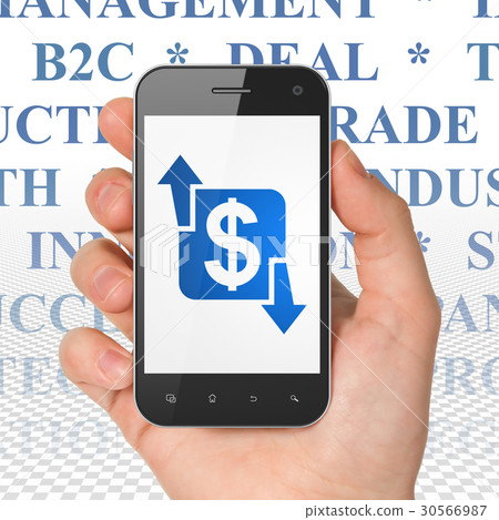 Finance concept: Hand Holding Smartphone with 30566987