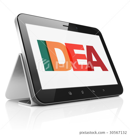 Advertising concept: Tablet Computer with Idea on Advertising concept: Tablet Computer with Idea on 30567132