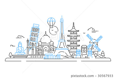 Countries - vector line travel illustration Countries - vector line travel illustration 30567933