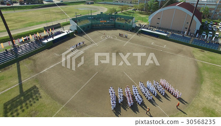 Middle school baseball tournament opening ceremony aerial shooting Middle school baseball tournament opening ceremony aerial shooting 30568235