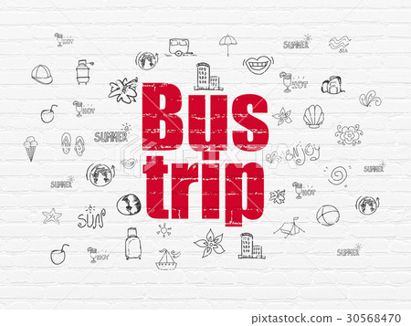 Tourism concept: Bus Trip on wall background Tourism concept: Bus Trip on wall background 30568470