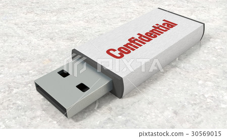 USB stick with the red word confidential close up 30569015
