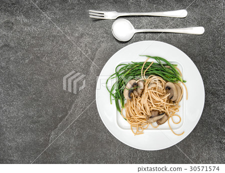 Spaghetti mushrooms vegetable Food background Spaghetti mushrooms vegetable Food background 30571574