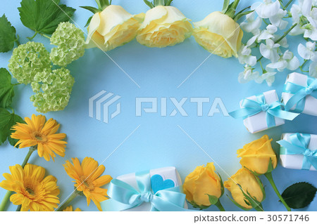 Yellow Rose, Gerbera, Vivanum, Sweet Pea and Presents 30571746