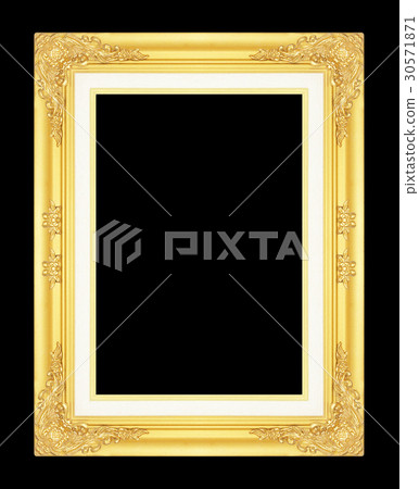 gold picture frame isolated on black background. gold picture frame isolated on black background. 30571871
