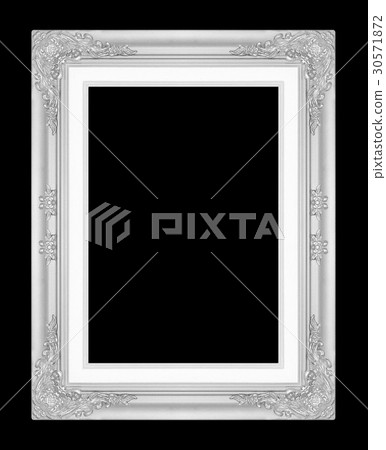 silver picture frame isolated on black background. silver picture frame isolated on black background. 30571872