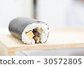 Row of delicious sushi Maki roll ,Japanese food 30572805