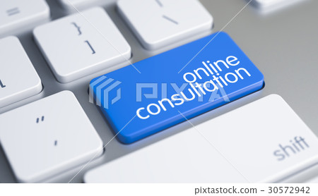 Online Consultation - Message on Blue Keyboard 30572942