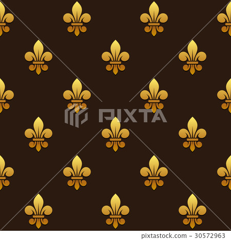 Golden Fleur de lis Seamless Pattern. Vector 30572963